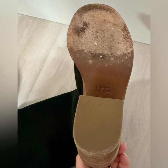 UGG Maeva Suede Knee High Boots Black Whipstitched Leather SZ 7 Runs Small - Picture 6 of 14